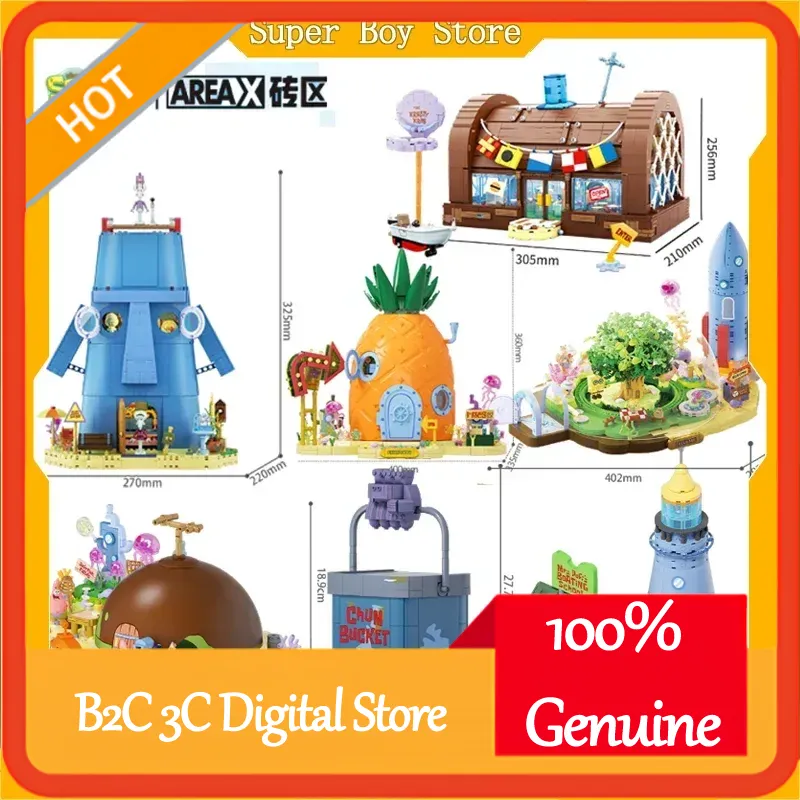 Kids Toys Blocks - Set di Blocchi da Costruzione Spongebob