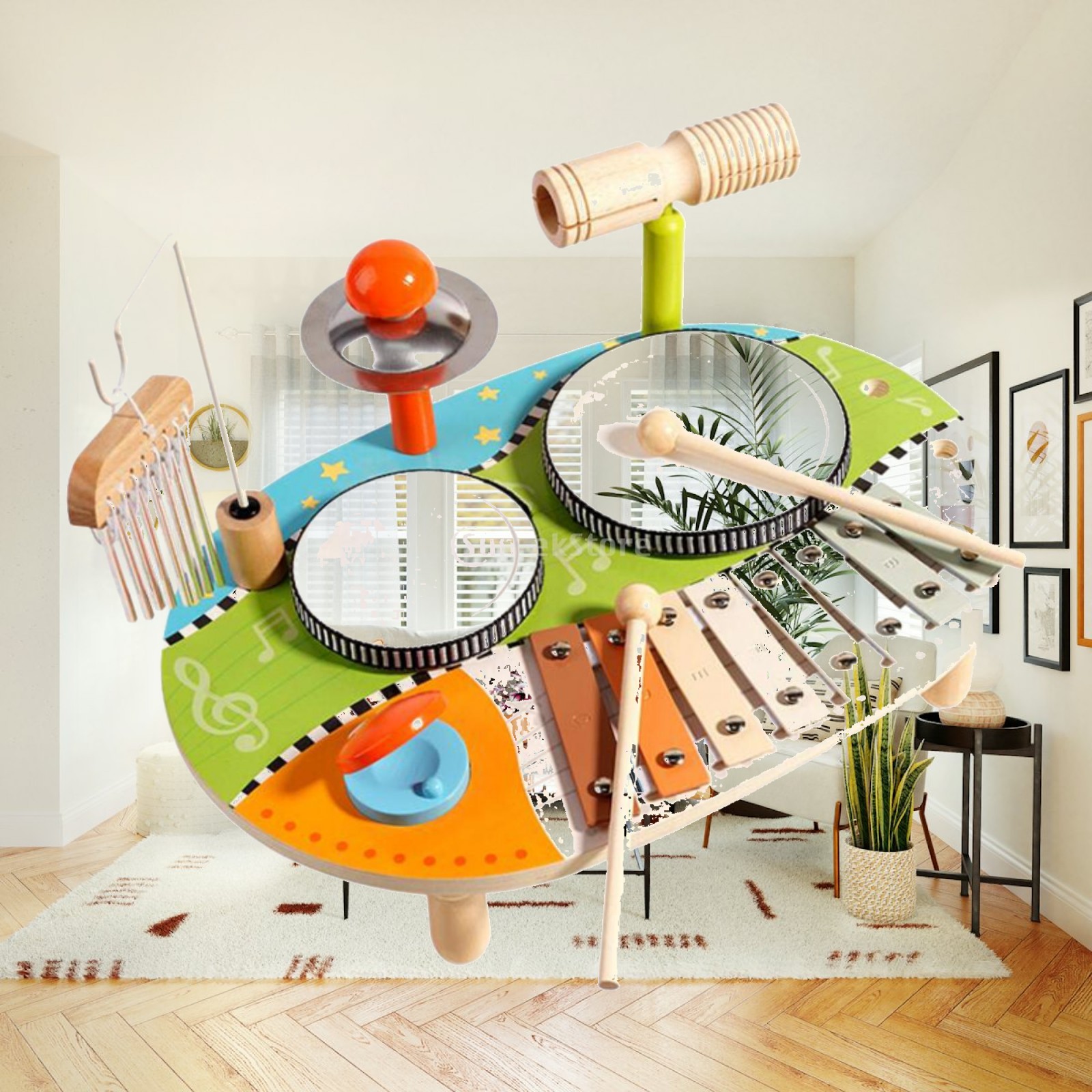 Kids Toys Xylophone - Set Xilofono e Tamburo, Giocattoli Educativi,