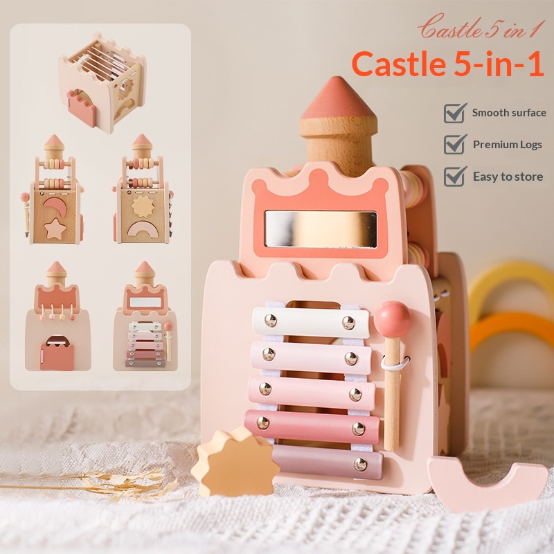 Castello in legno 5 in 1, cubo - Kids Toys Xylophone recensione e prezzo